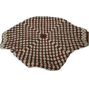 New Handmade rust red and cream medium granny square crochet cardigan